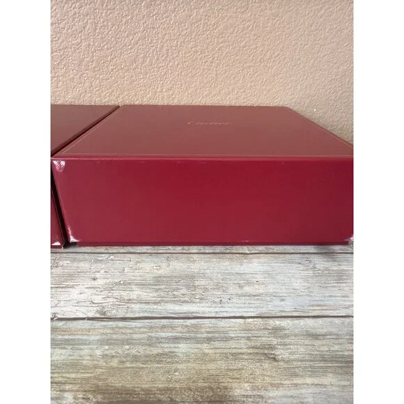 Set of 3 Cartier Red Presentation Jewelry Boxes Gold Logo - Empty - Picture 5 of 16
